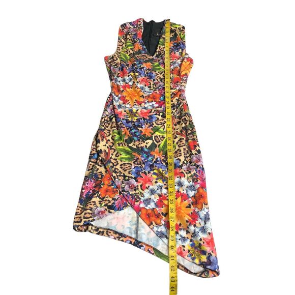 Nicole Miller Collection Dress Womens P Tropical Floral Animal Print Faux Wrap - Picture 13 of 16